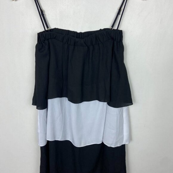 NWT Show Me Your Mumu Tiered Ruffle Maxi Dress Colorblock Black White Size Small - Picture 7 of 11